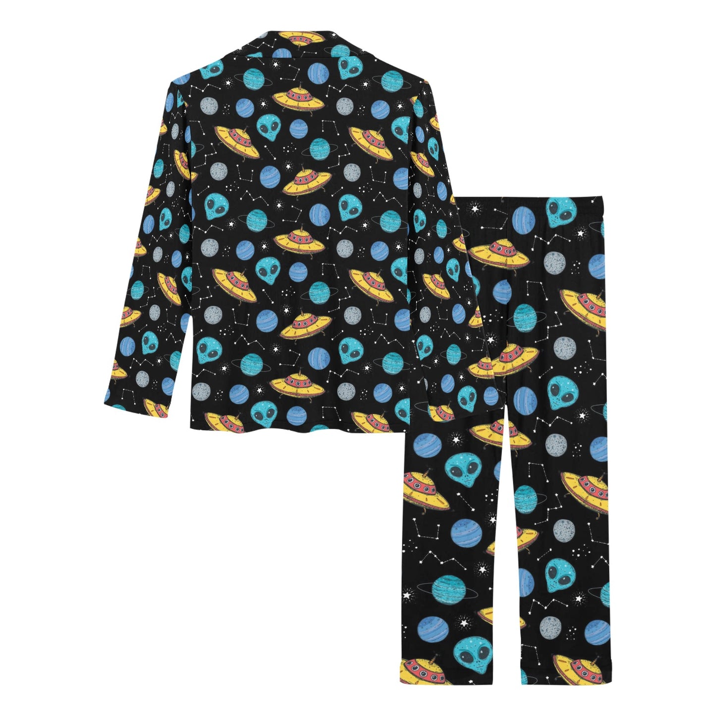 UFO Alien Print Design LKS306 Women's Long Pajama Set