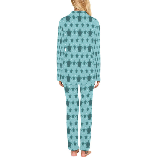 Sea Turtle Print Design LKS305 Women's Long Pajama Set