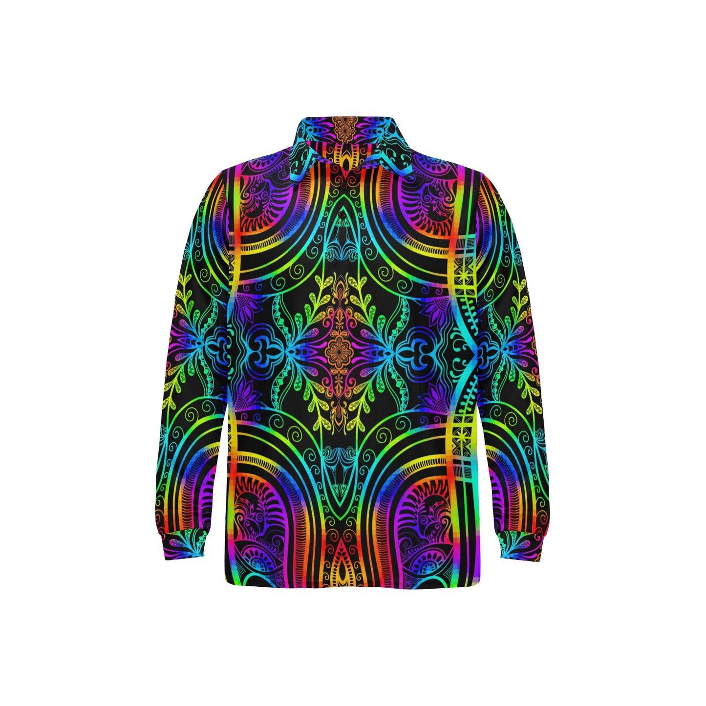 Neon Trible Rainbow Pattern Print Design A01 Long Sleeve Polo Shirt For Men's