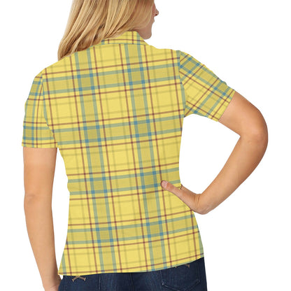 Tartan Yellow Print Design LKS301 Women's Polo Shirt