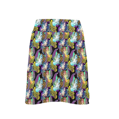 Unicorn With Wings Print Pattern 17" Golf & Pickleball Skort with Pockets