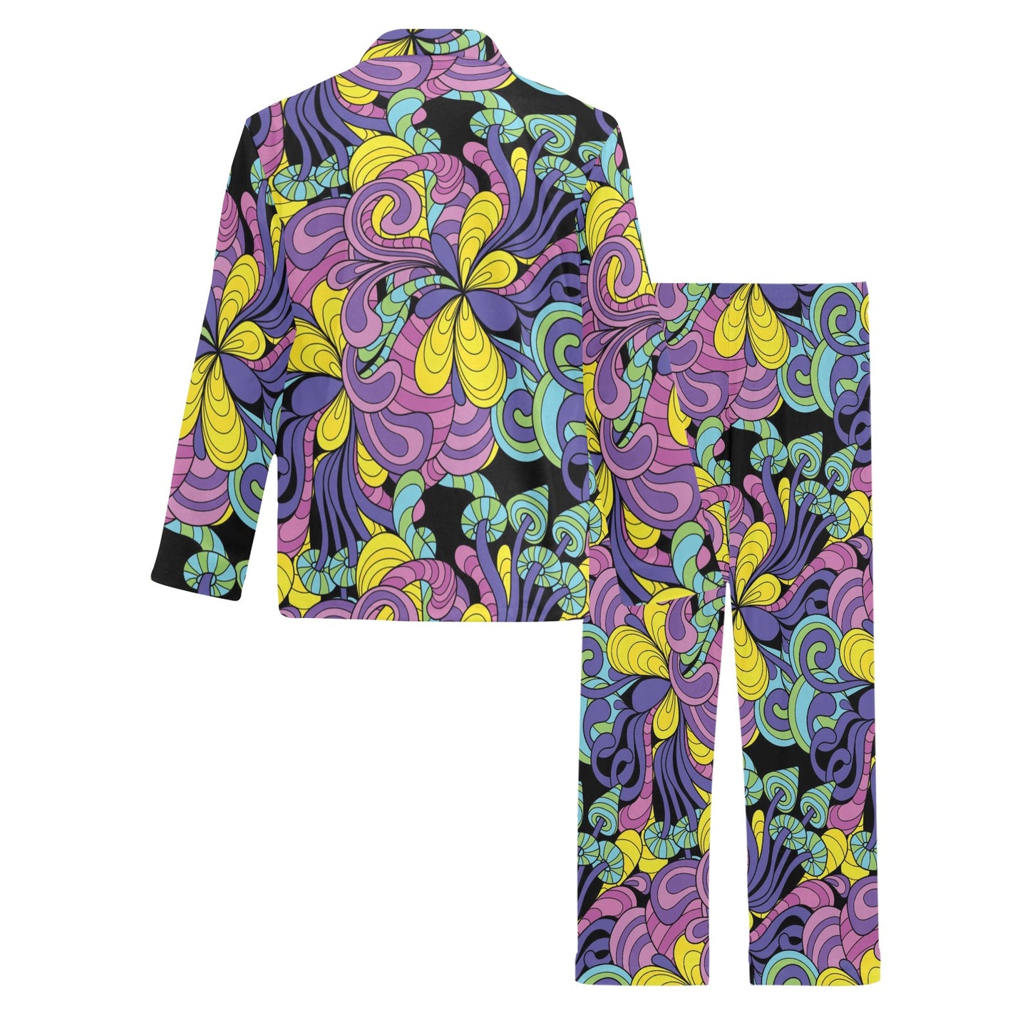 Psychedelic Pattern Print Design A04 Men's Long Pajama Set