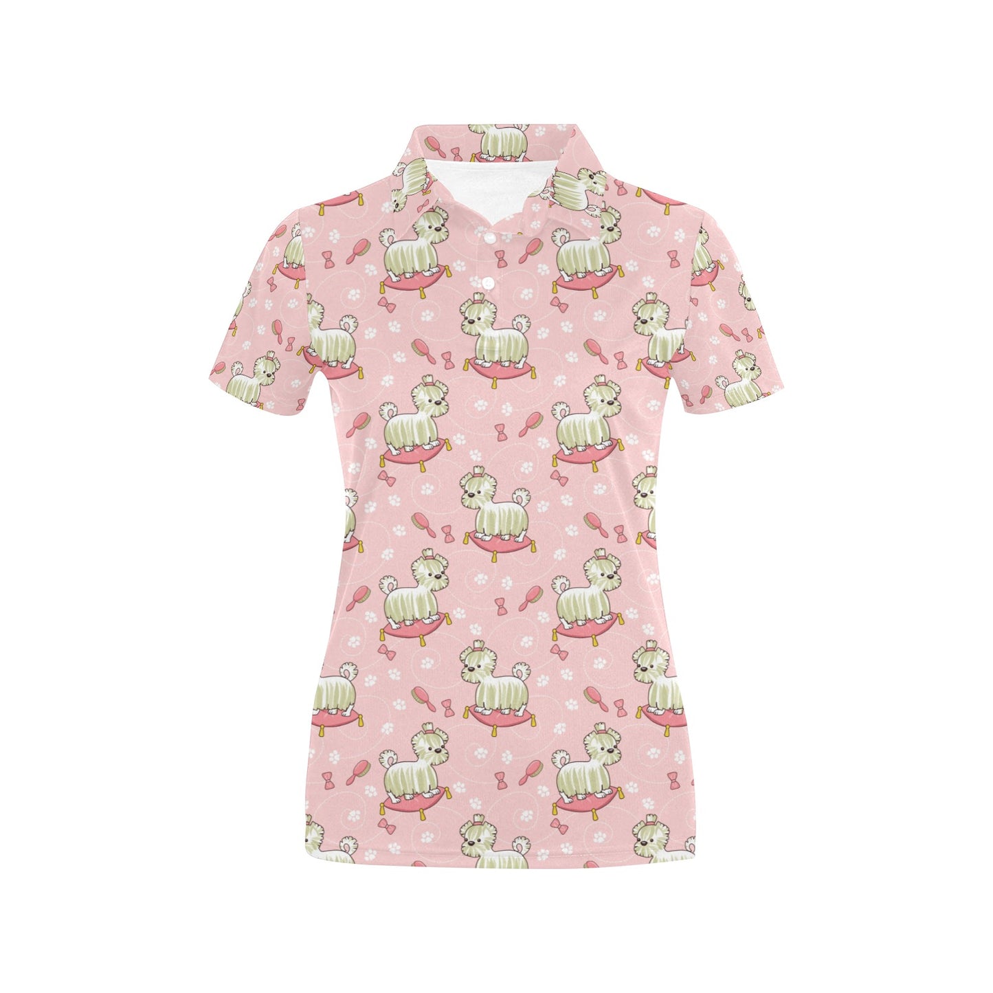 Bichons Frise Pattern Print Design 01 Women's Polo Shirt