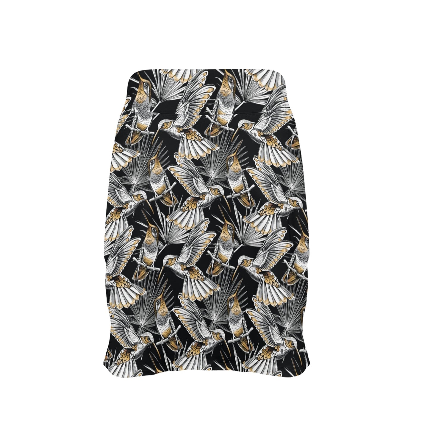 Hummingbird Gold Design Themed Print 17" Golf & Pickleball Skort with Pockets