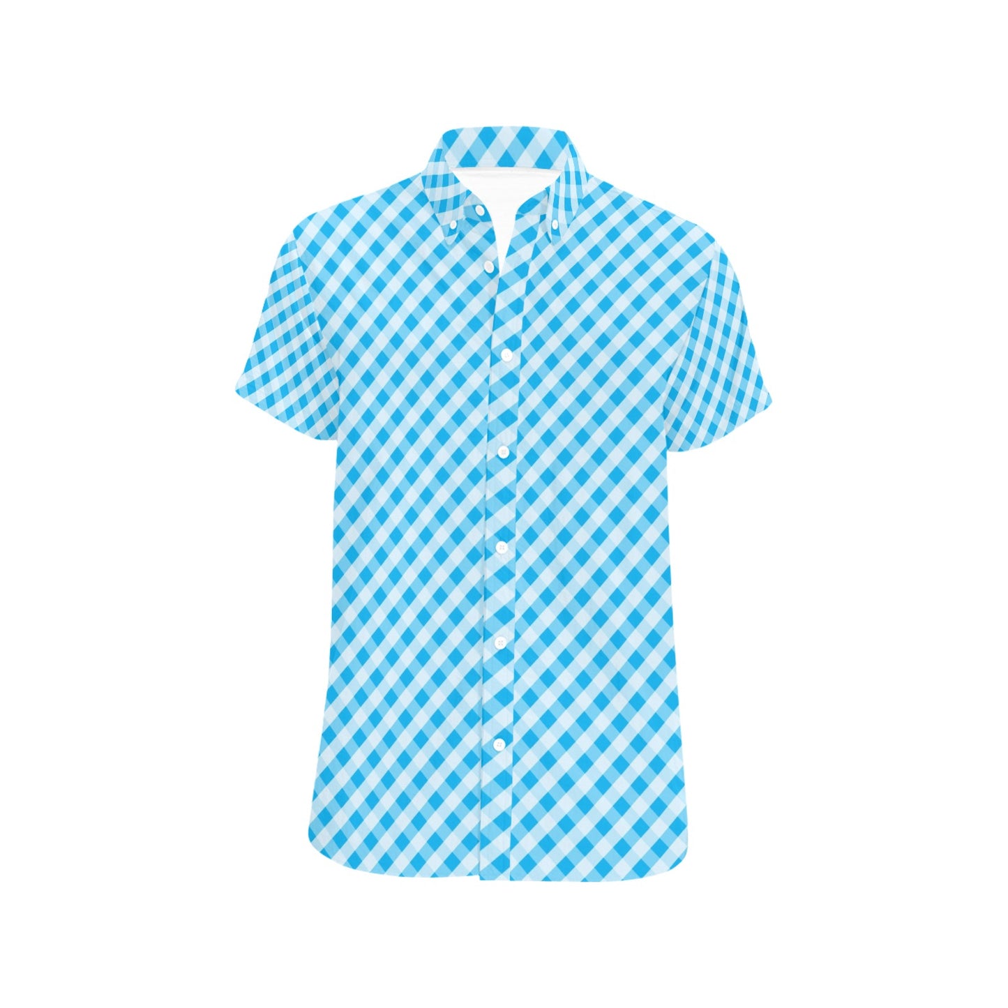 Gingham Print Design LKS401 Men Short Sleeve Button Up Shirt