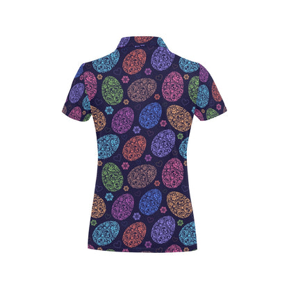 Easter Eggs Pattern Print Design RB012 Women's Polo Shirt