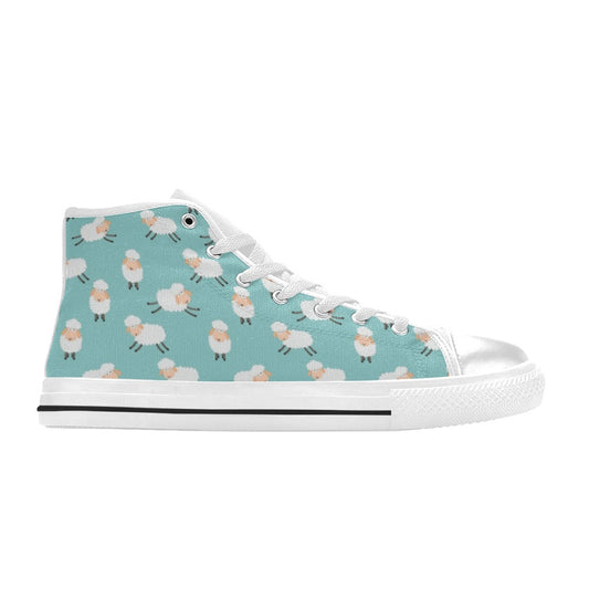 Sheep Print Design LKS406 Men's High Top Canvas Shoes