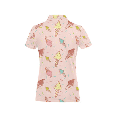 Ice Cream Pattern Print Design 02 Women's Polo Shirt