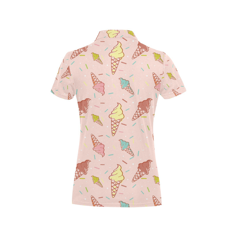 Ice Cream Pattern Print Design 02 Women's Polo Shirt