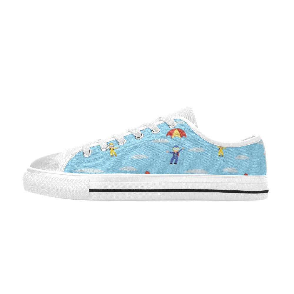 Skydiver Print Design LKS304 Women's White Low Top Shoes