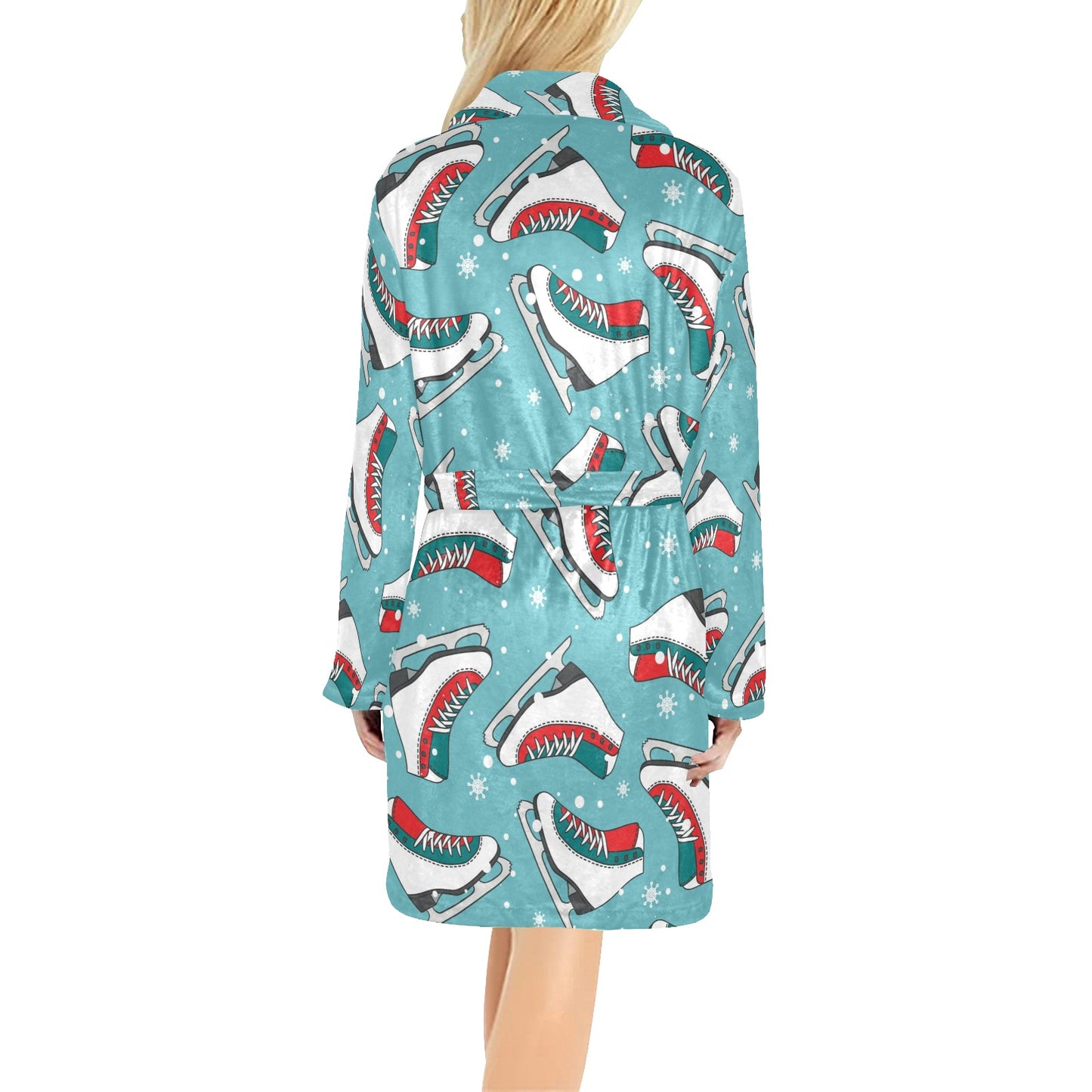 Ice Skate Pattern Print Design 03 Women's Fleece Robe