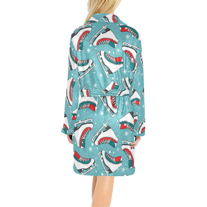 Ice Skate Pattern Print Design 03 Women's Fleece Robe