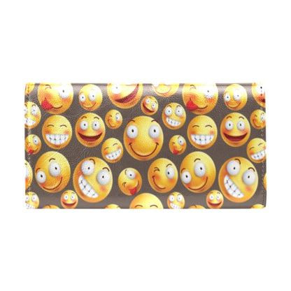 Smiley Face Emoji Print Design LKS303 Women's Trifold Wallet