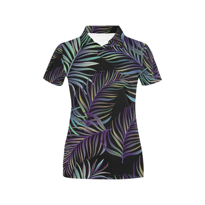 Tropical Palm Leaves Pattern Brightness Women's Polo Shirt