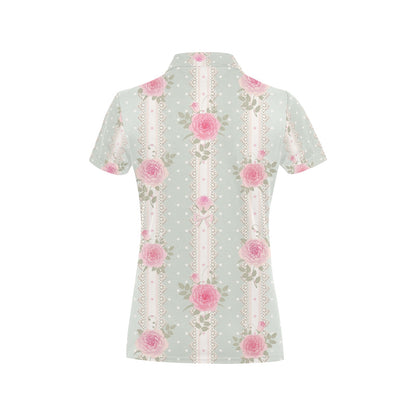 Rose Pattern Print Design RO016 Women's Polo Shirt
