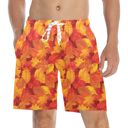 Elm Leave Autum Print Pattern Men's Swim Trunks Beach Shorts