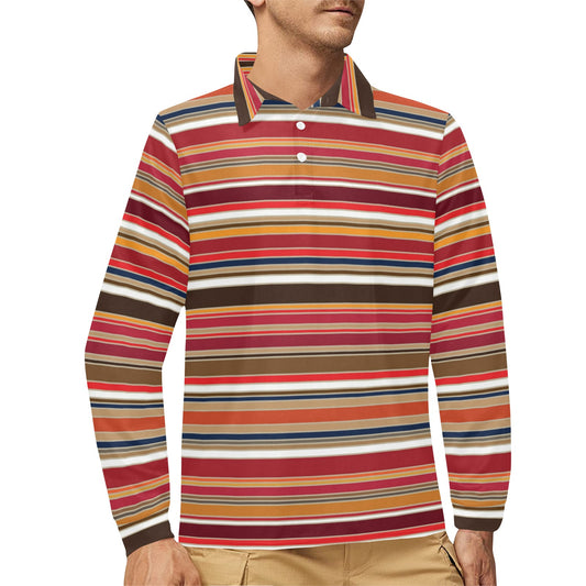 Serape Print Design LKS301 Long Sleeve Polo Shirt For Men's