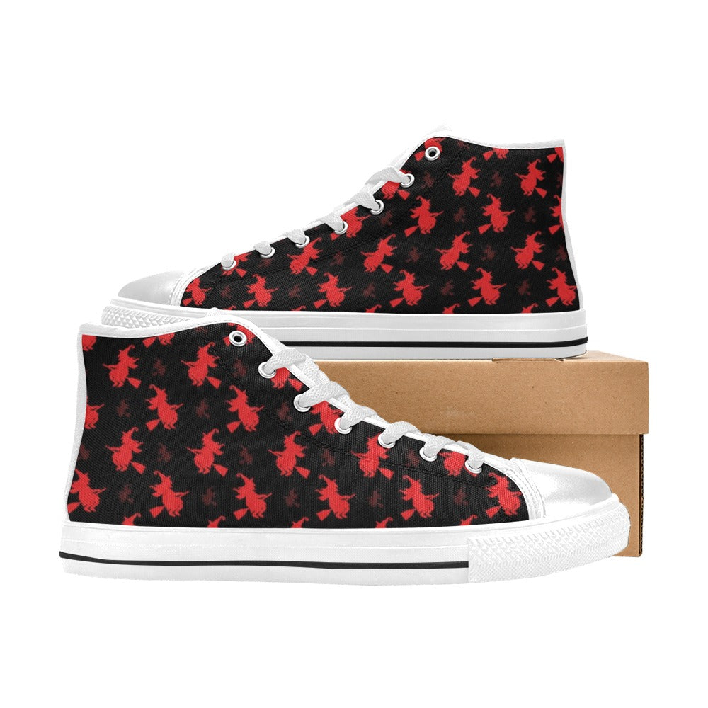 Witch Print Design LKS308 Men's High Top Canvas Shoes