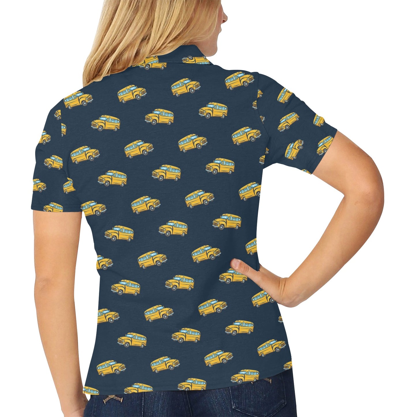 School Bus Print Design LKS304 Women's Polo Shirt