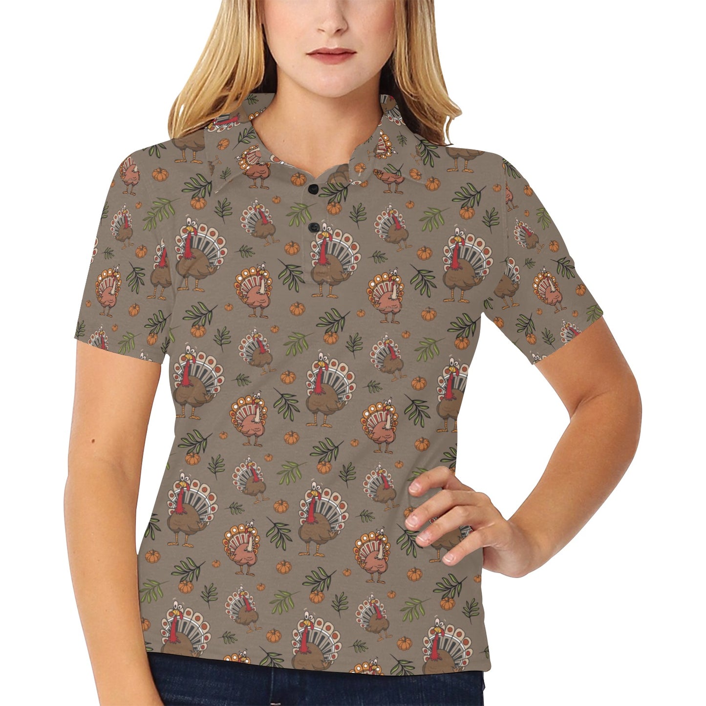 Thanksgiving Print Design LKS306 Women's Polo Shirt