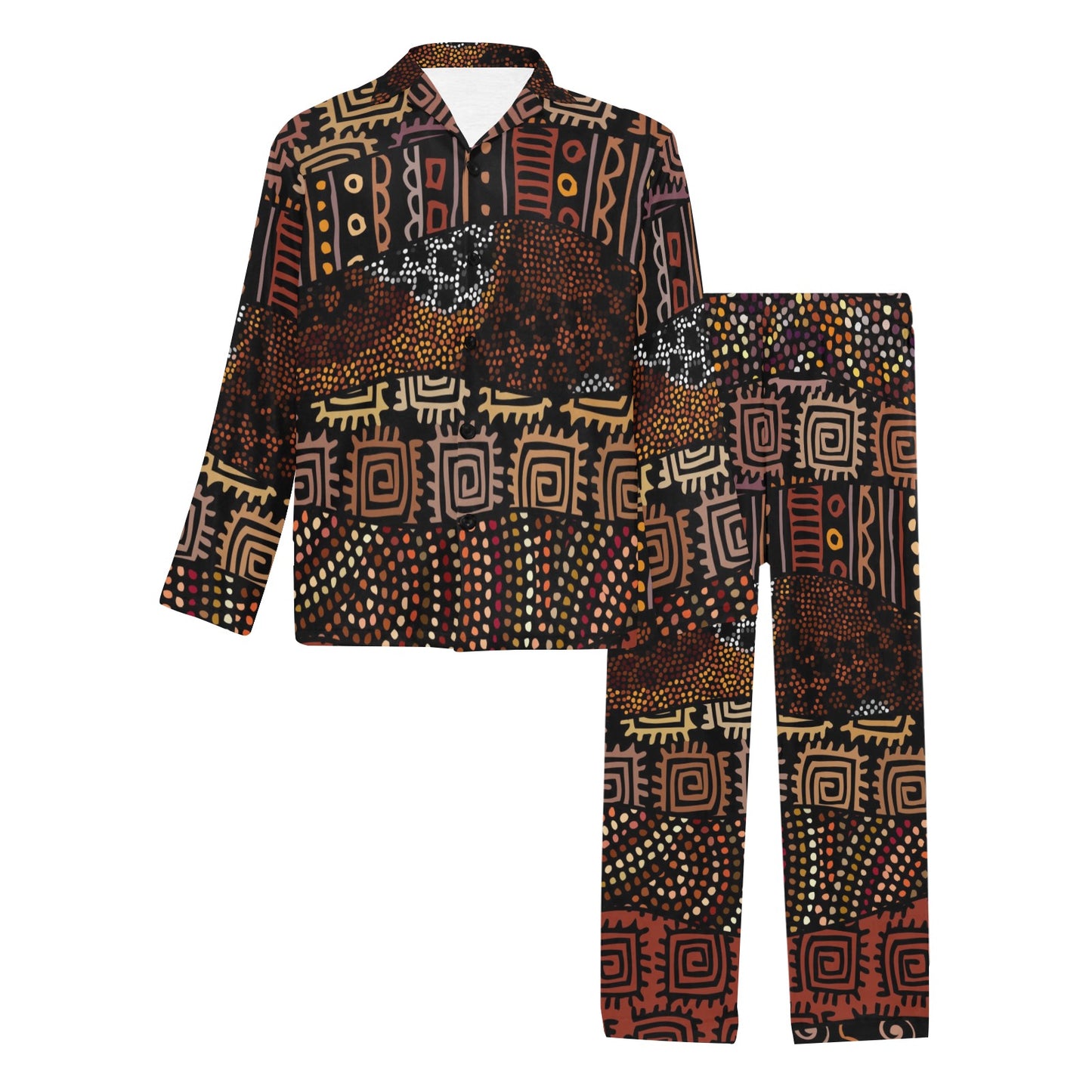 African Pattern Print Design 07 Men's Long Pajama Set