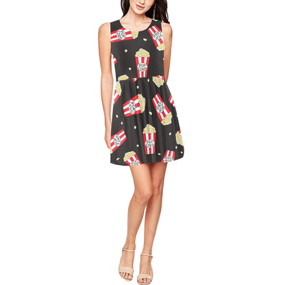 Popcorn Pattern Print Design A01 Sleeveless Dress