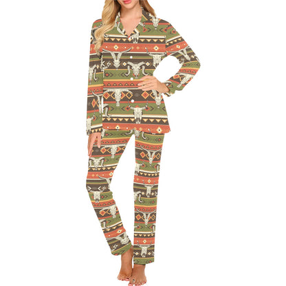 American indian Skull Animal Women's Long Pajama Set