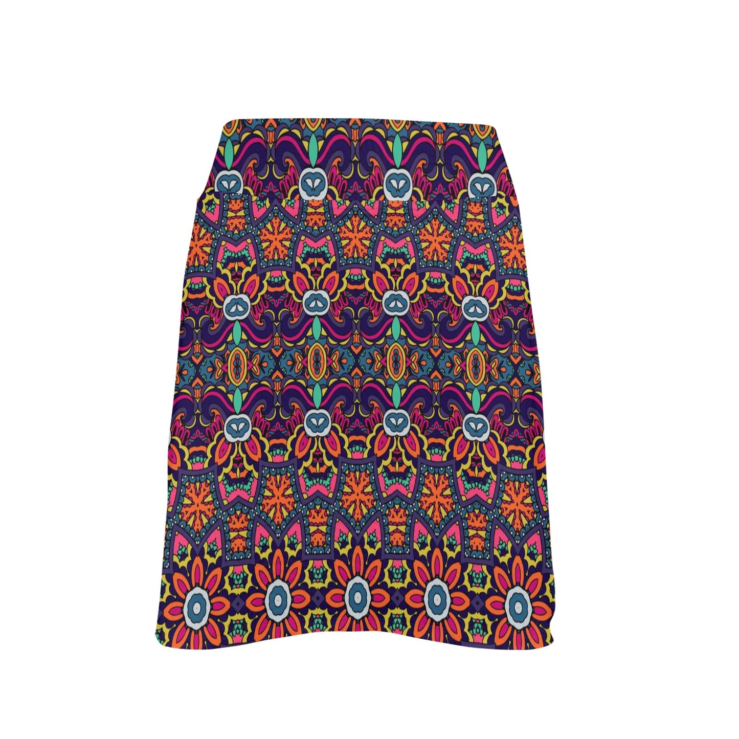 Ethnic Flower Style Print Pattern 17" Golf & Pickleball Skort with Pockets