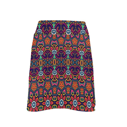 Ethnic Flower Style Print Pattern 17" Golf & Pickleball Skort with Pockets