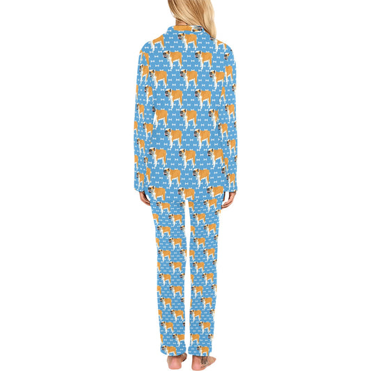 Bulldogs Pattern Print Design 06 Women's Long Pajama Set