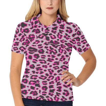 Leopard Pattern Print Design 02 Women's Polo Shirt