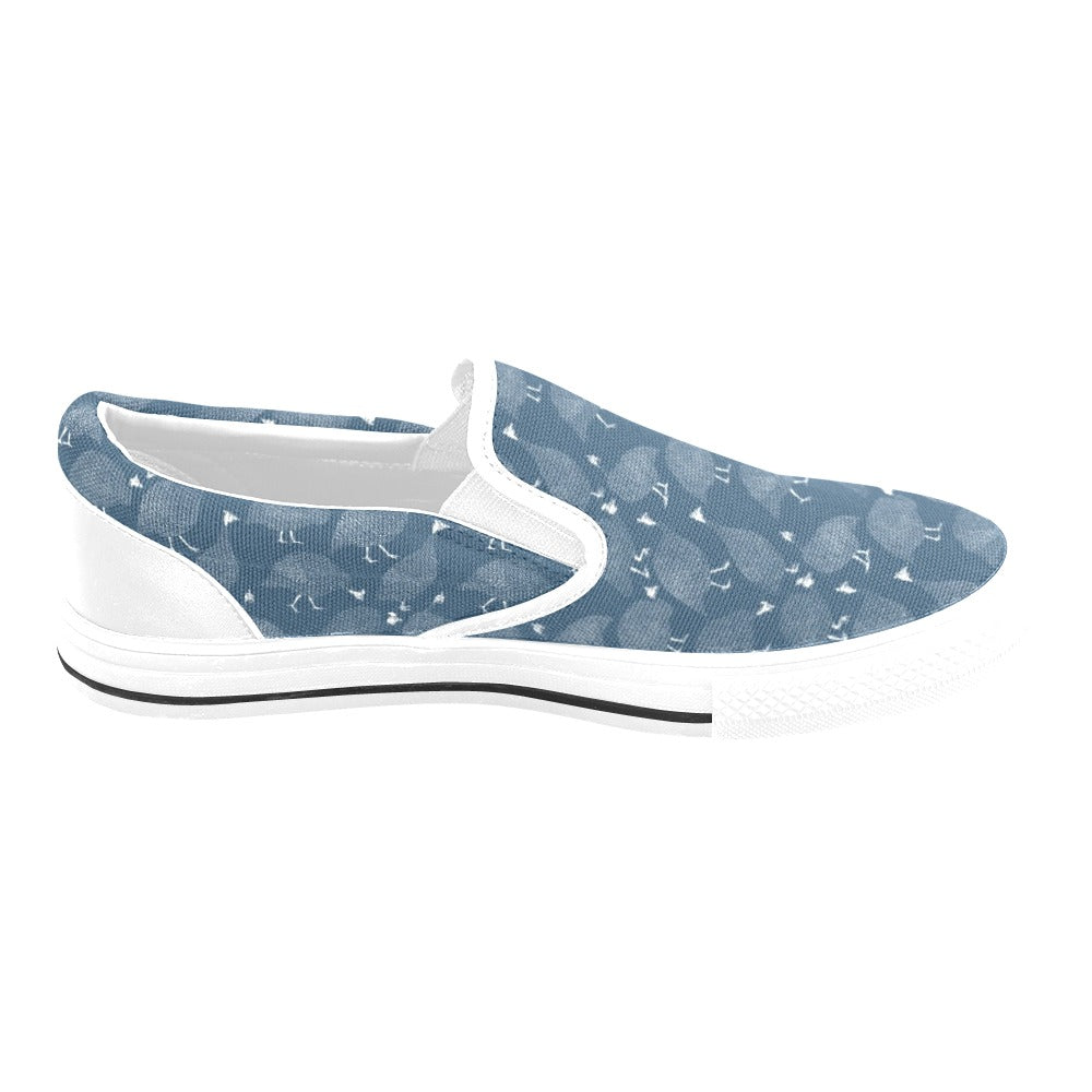 Guinea Fowl Print Design LKS401 White Slip Ons Canvas Women's Shoes