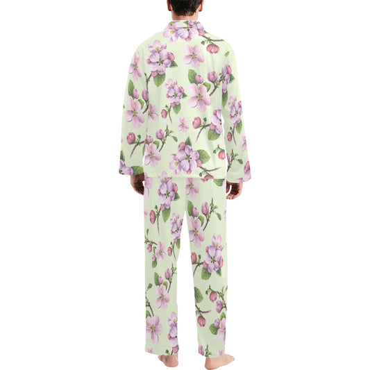 Apple blossom Pattern Print Design AB05 Men's Long Pajama Set