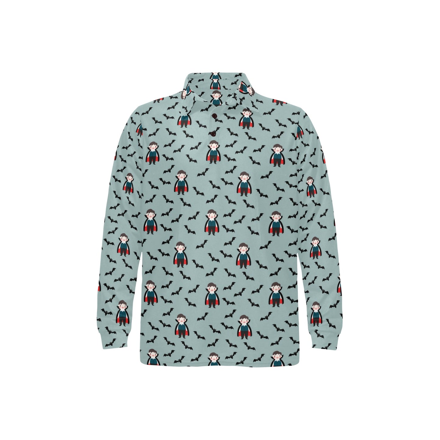 Vampire Print Design LKS304 Long Sleeve Polo Shirt For Men's