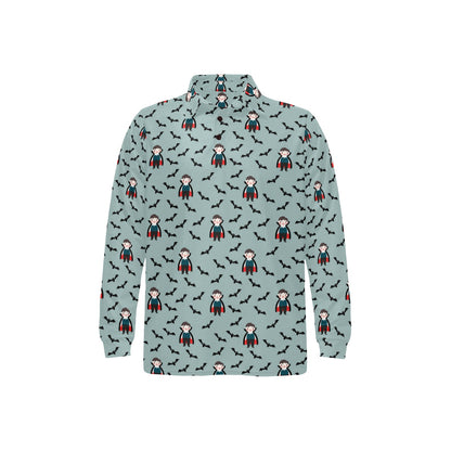 Vampire Print Design LKS304 Long Sleeve Polo Shirt For Men's