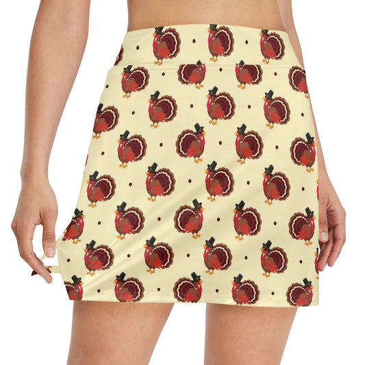 Thanksgiving Print Design LKS3010 17" Golf & Pickleball Skort with Pockets