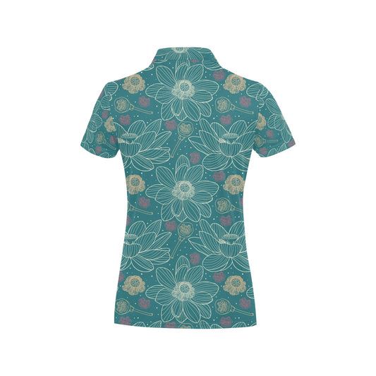 Lotus Pattern Print Design 01 Women's Polo Shirt