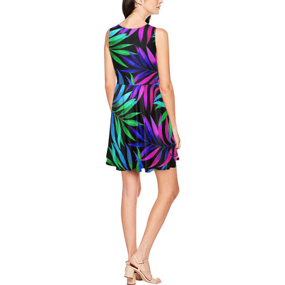 Tropical Flower Pattern Print Design TF010 Sleeveless Dress