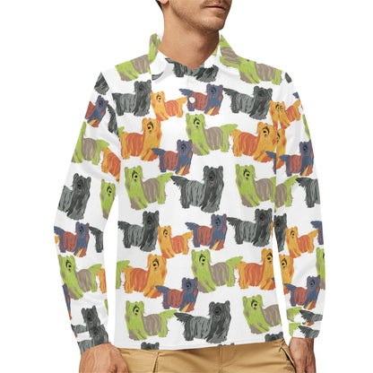 Skye Terriers Print Design LKS301 Long Sleeve Polo Shirt For Men's