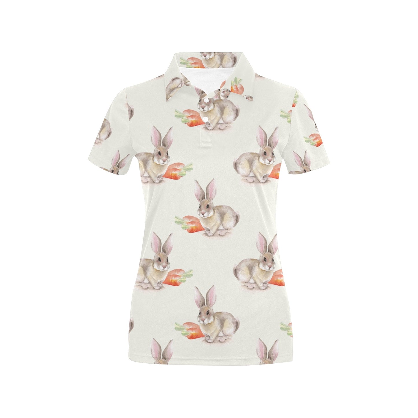 Rabbit Pattern Print Design 01 Women's Polo Shirt