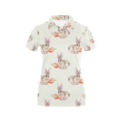 Rabbit Pattern Print Design 01 Women's Polo Shirt