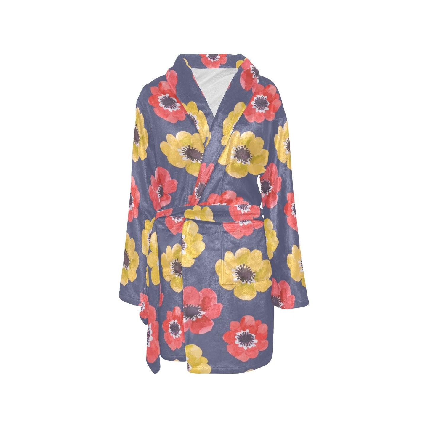 Anemone Pattern Print Design AM010 Women's Fleece Robe
