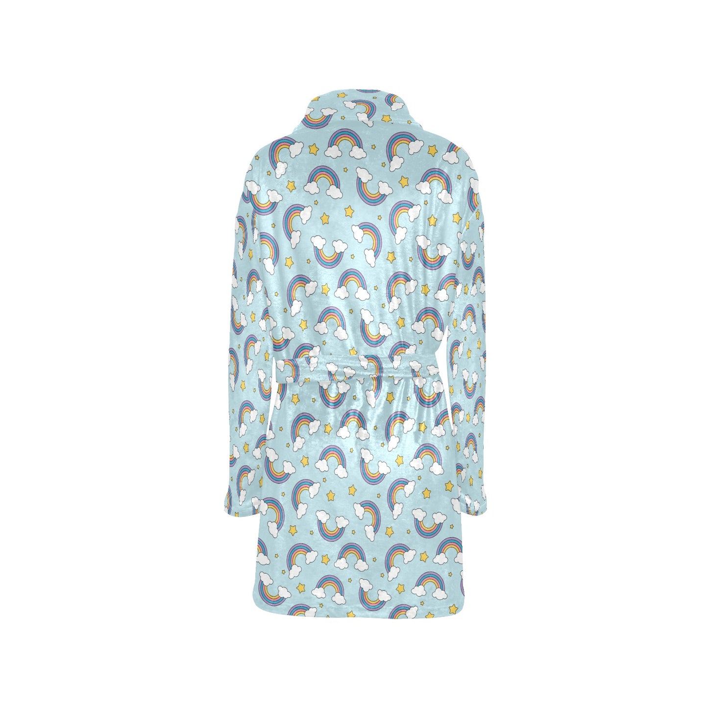 Rainbow Cloud Print Pattern Women's Fleece Robe