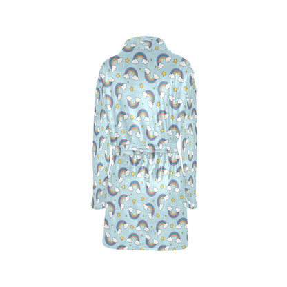 Rainbow Cloud Print Pattern Women's Fleece Robe