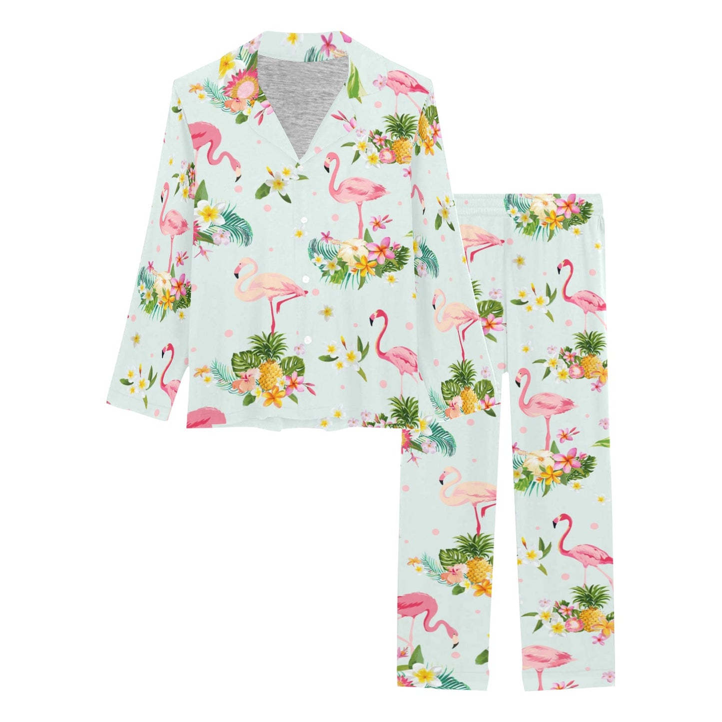 Flamingo Sweet Pattern Women's Long Pajama Set