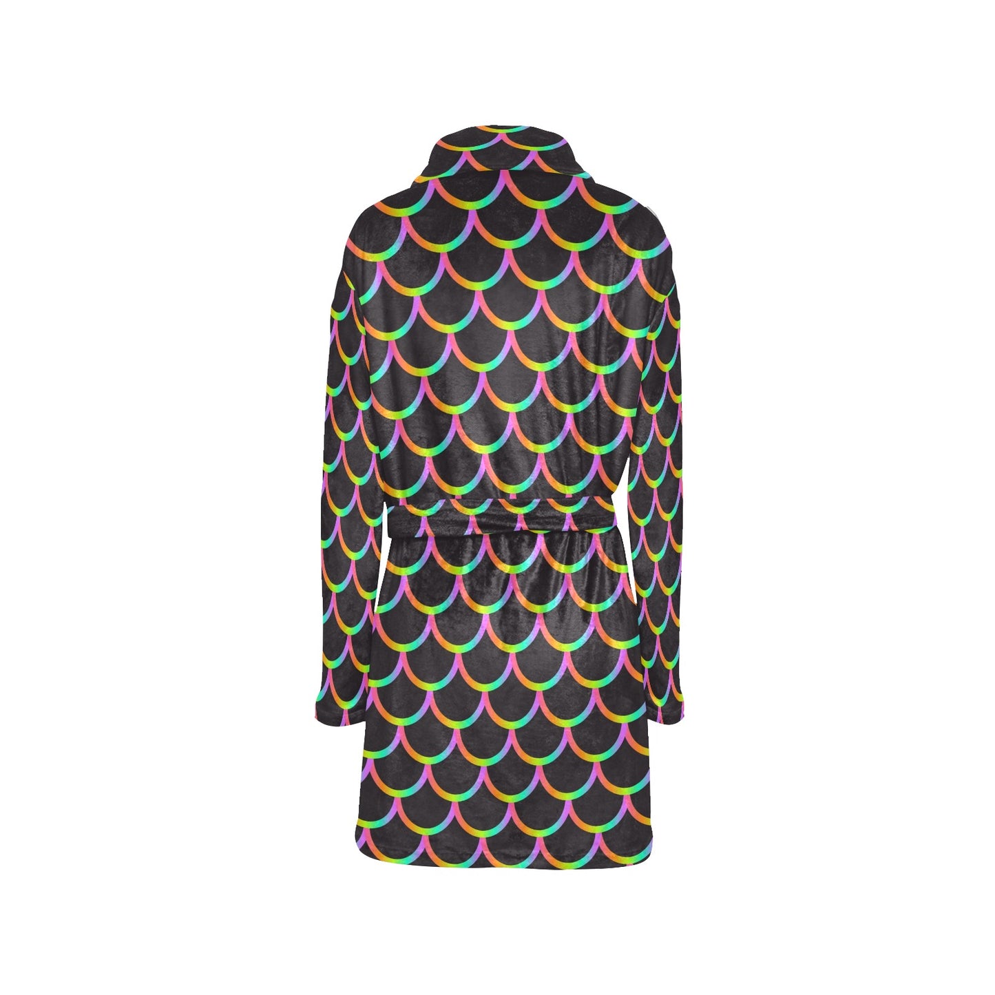 Mermaid Tail Rainbow Design Print Women's Fleece Robe