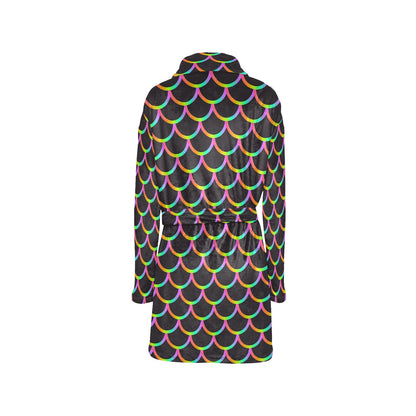 Mermaid Tail Rainbow Design Print Women's Fleece Robe
