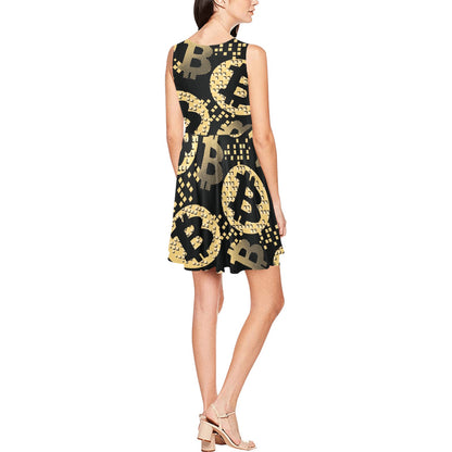 Bitcoin Pattern Print Design DO06 Sleeveless Dress