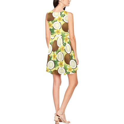 Coconut Pattern Print Design CN02 Sleeveless Dress