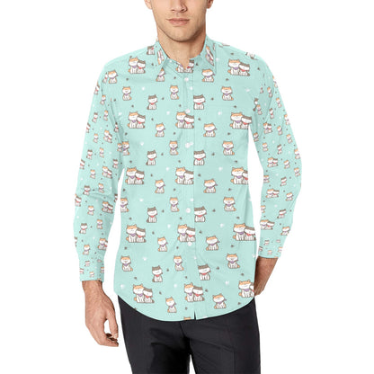 Shiba Inu Print Design LKS302 Men's Long Sleeve Dress Shirt
